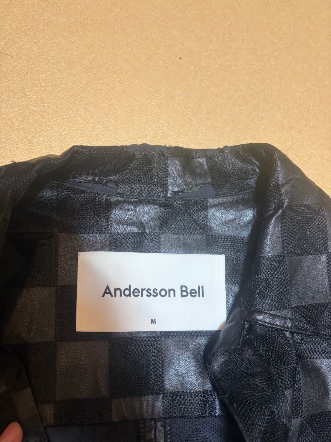 앤더슨벨 포 레더 체커보드 트러커 자켓 awa420m(BLACK) 상품이미지3