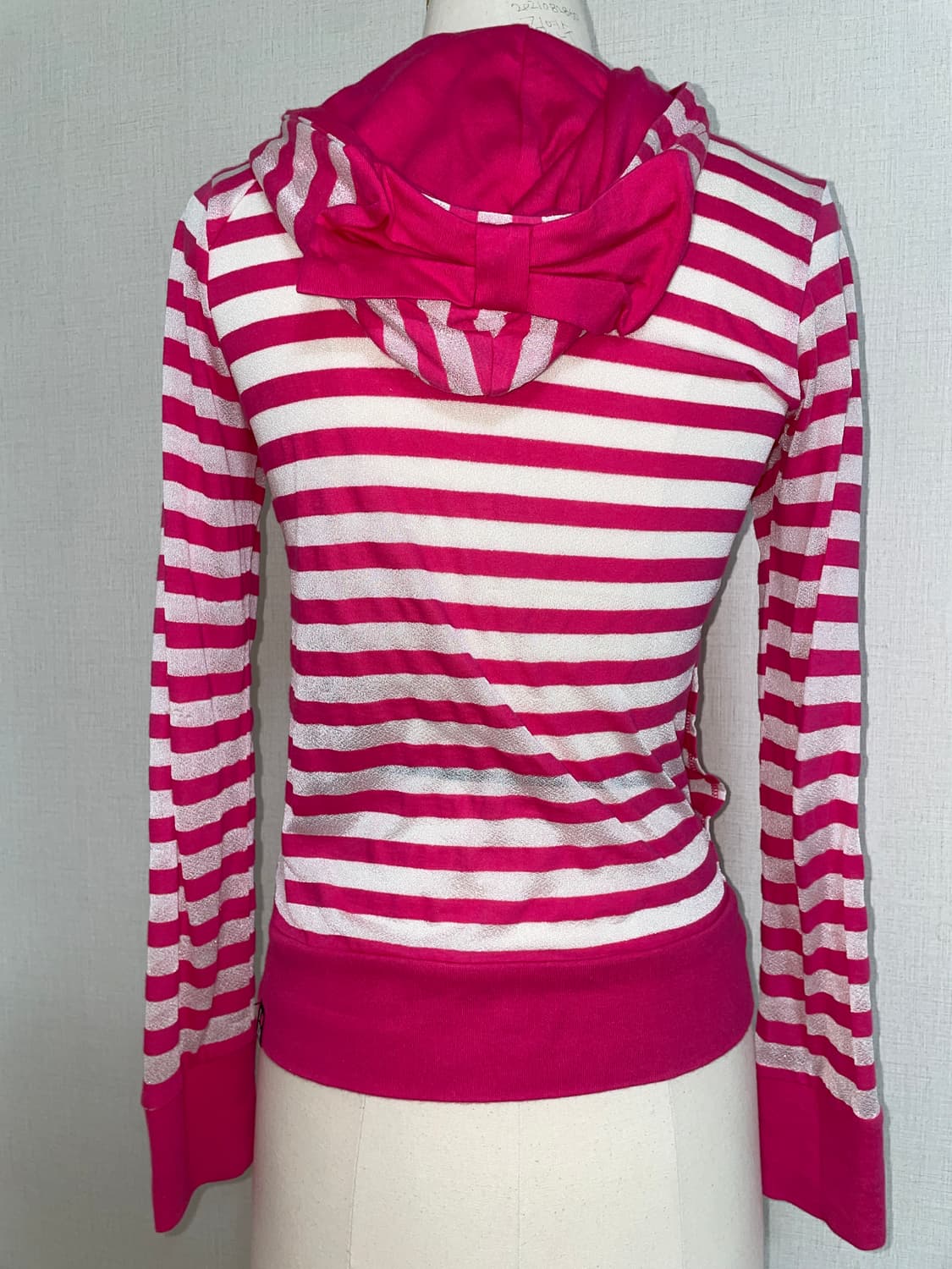 키치 팝갸루 패치 핑크 스트라이프 후드집업 상품이미지3