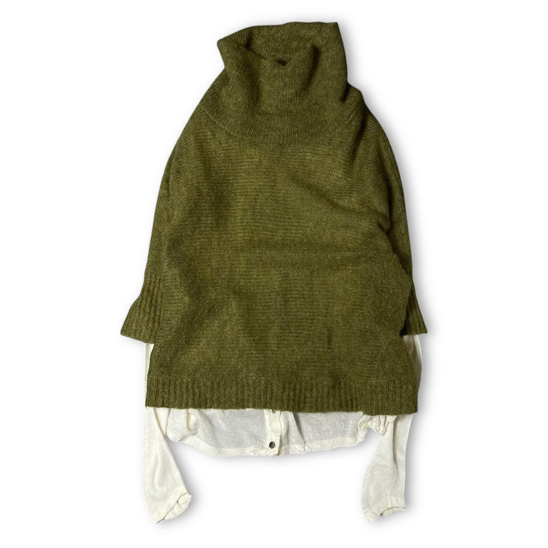 JPN 하이넥 올리브 니트 레이어드 세트 L 상품이미지1