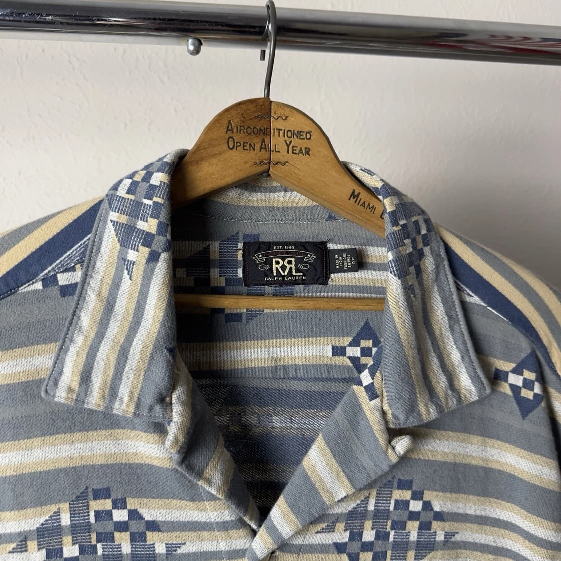 RRL 더블알엘 사우스웨스턴 자카드 니트 저지 캠프 셔츠 블루 상품이미지3