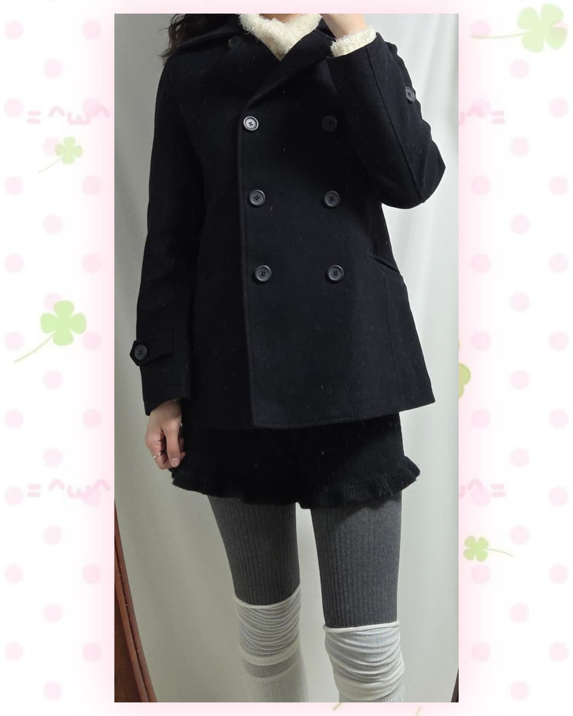 HUSHUSH 블랙 울혼방 코트 상품이미지3