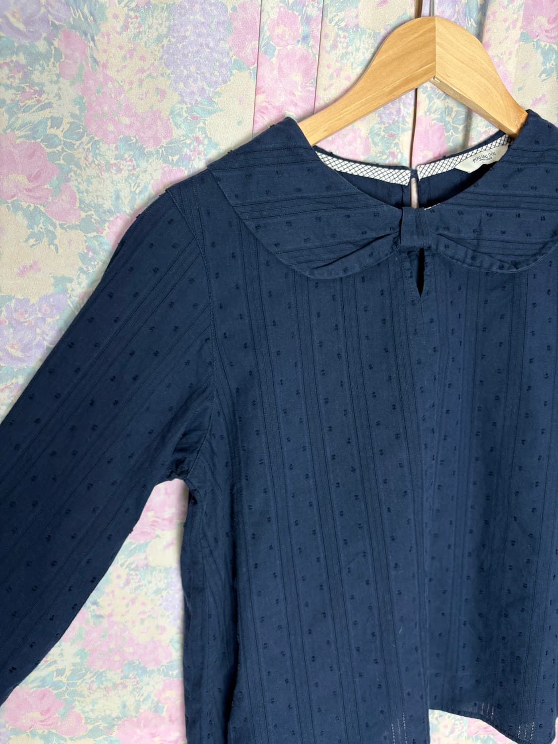 네이비 도트 리본 블라우스 상품이미지8