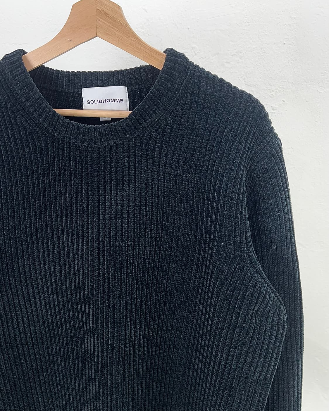 솔리드옴므 18fw 블랙 와플 벨벳 골지 니트 상품이미지3