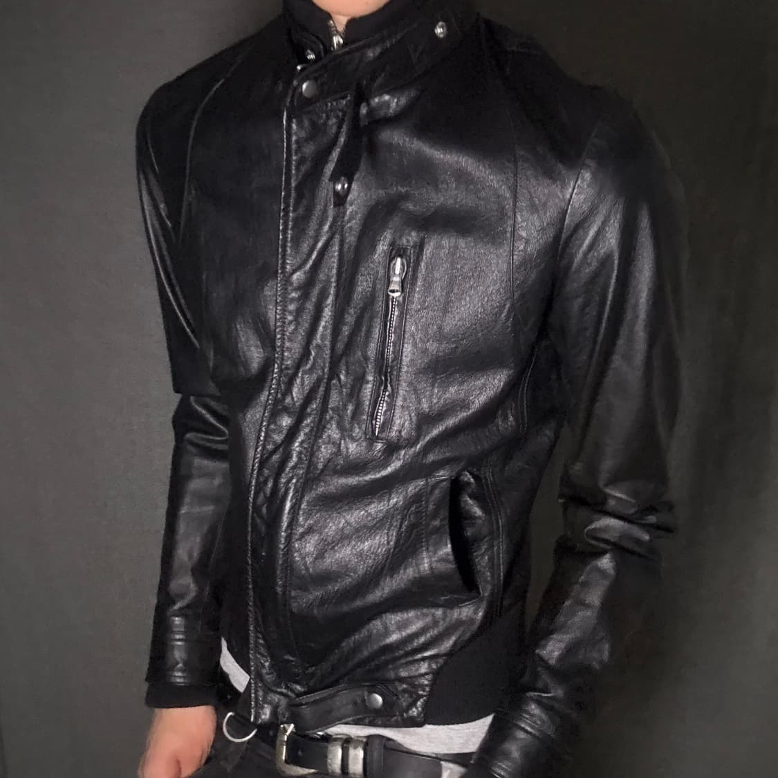 japan Vintage Black Leather Jacket 상품이미지3