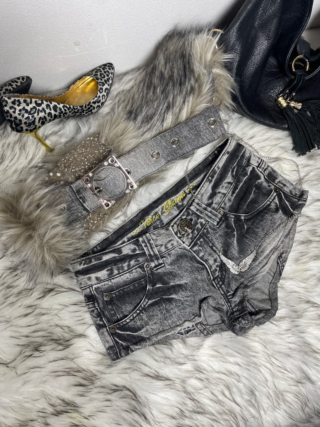 흑청 그레이 퍼팬츠 숏팬츠 상품이미지4