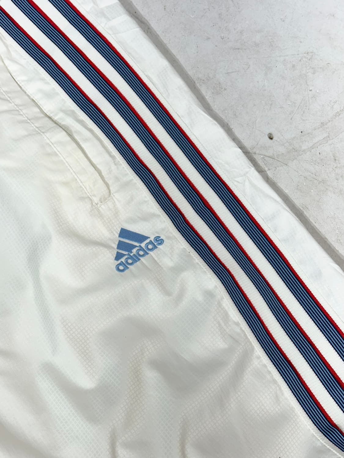 아디다스 와이드 화이트 블루 삼선 트랙 팬츠 추리닝 바지 L 상품이미지6