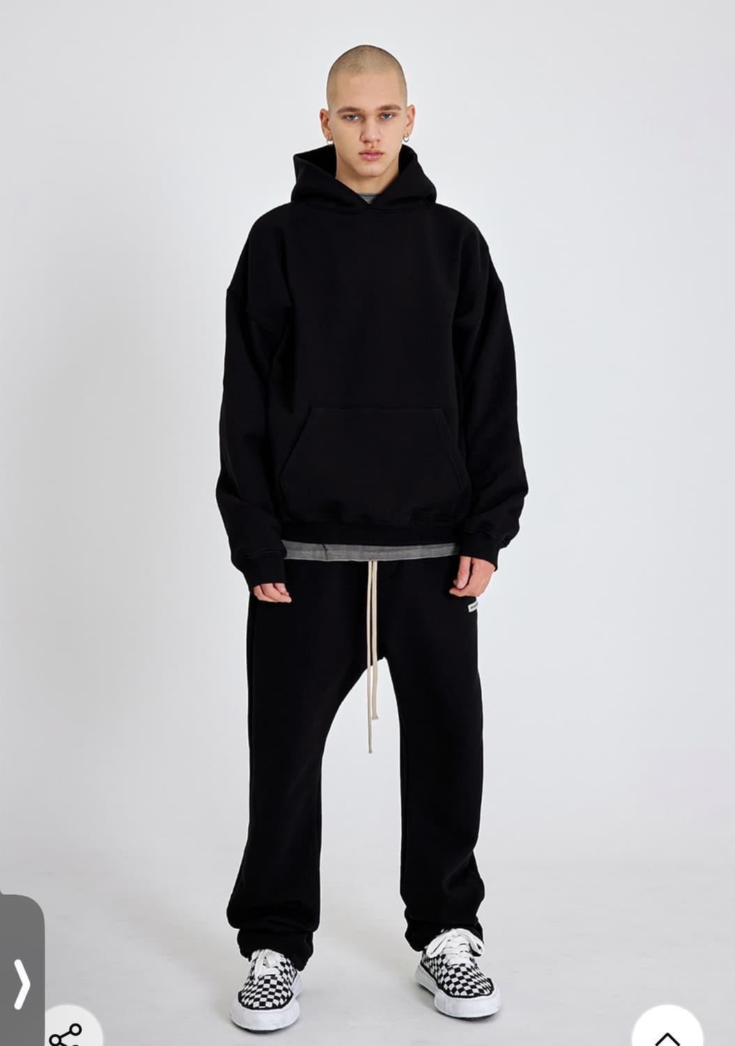 어텐션로우 소프트 에센셜 셋업 후드티 블랙 상품이미지1