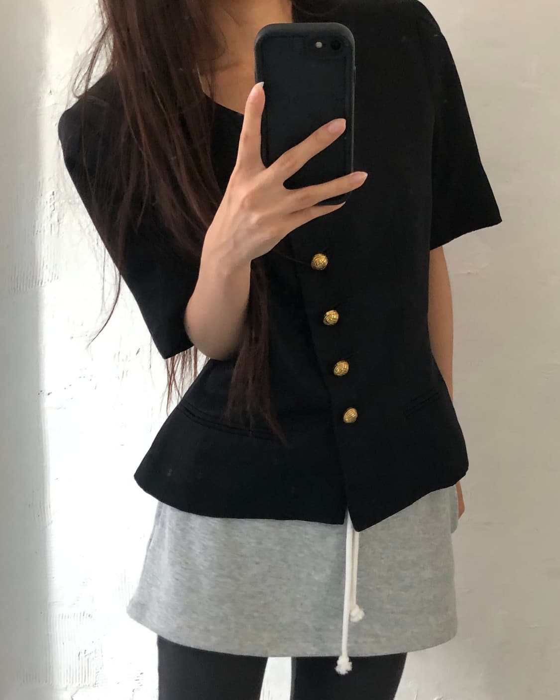 Celine 셀린느 블랙 컬러 골드 버튼 하프 블레이저 상품이미지4