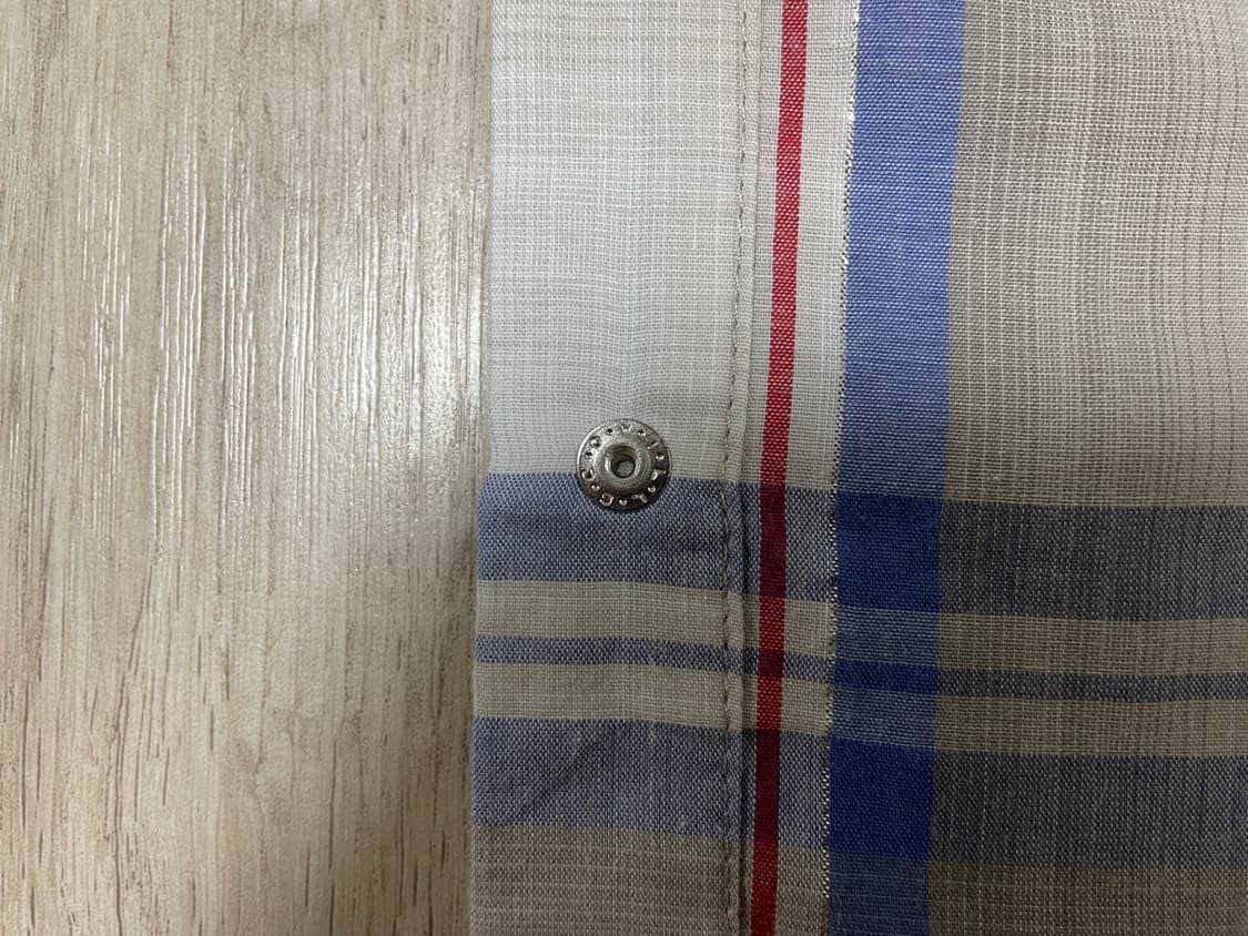 105) 90's 랭글러 베이지체크 샴브레이 웨스턴셔츠 상품이미지7