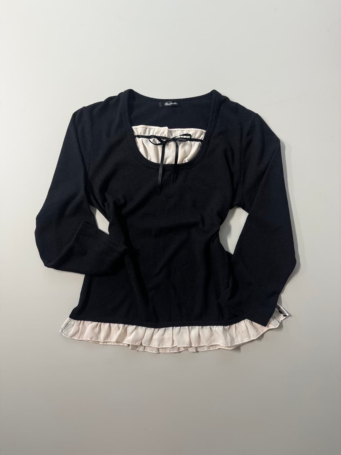 셔링 리본 넥 레이어드 탑 상품이미지2