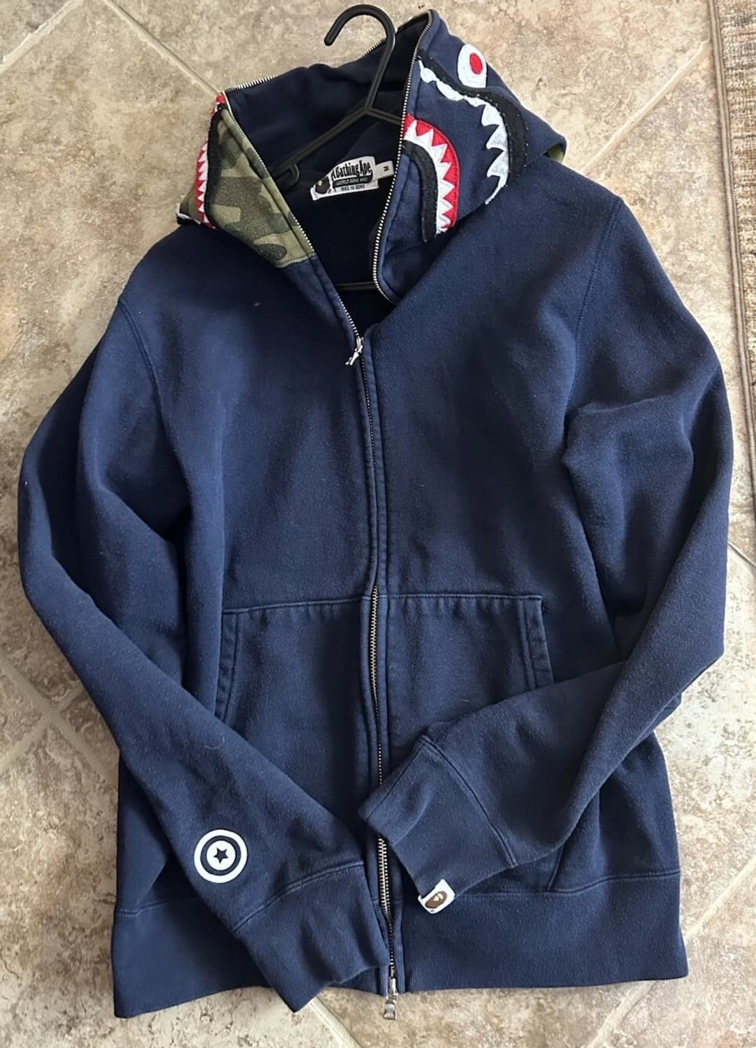 베이프 하프 카모 샤크 후드집업 네이비 그린 상품이미지5