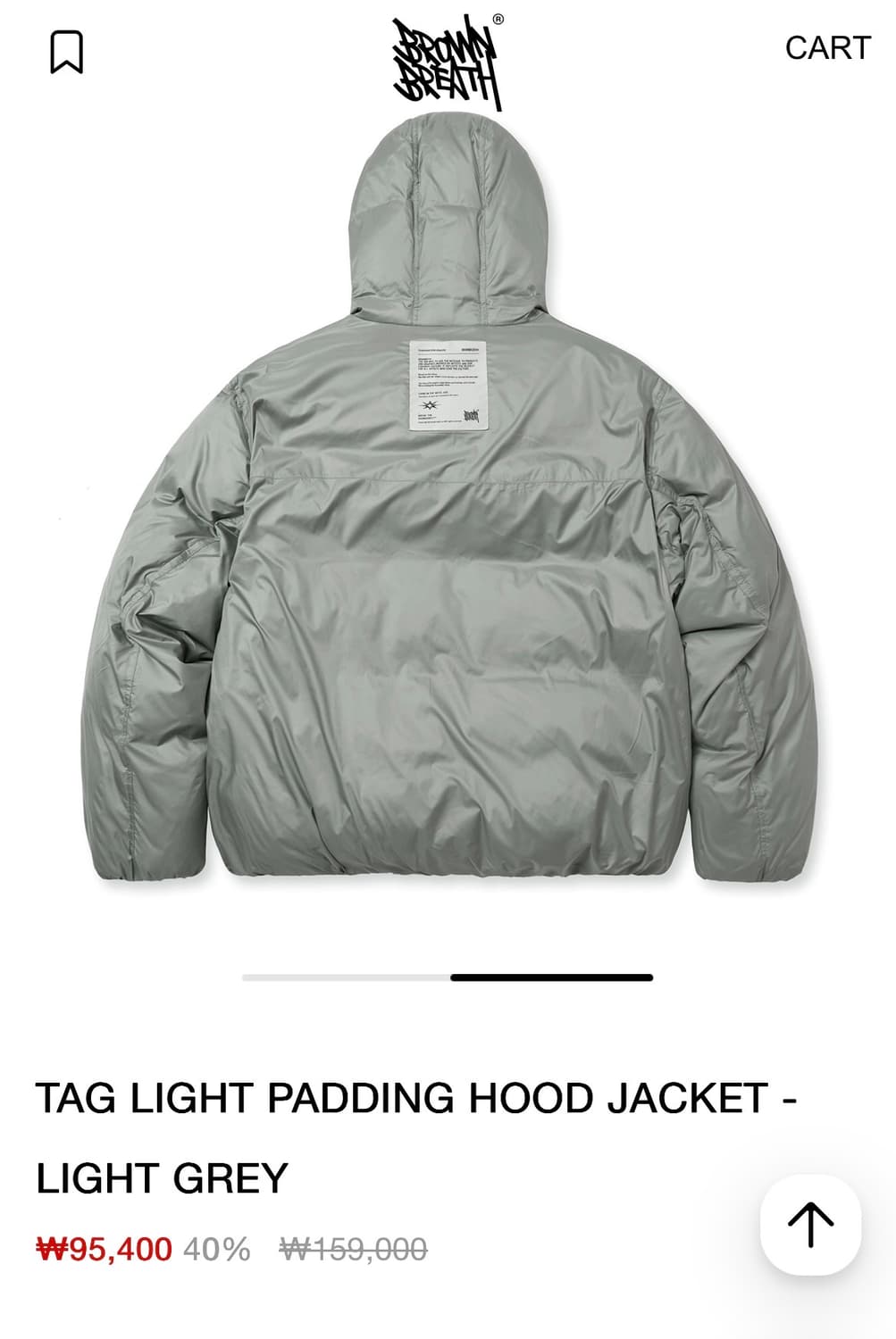 브라운브레스 패딩 후드 자켓 (M) - Light gery 상품이미지2
