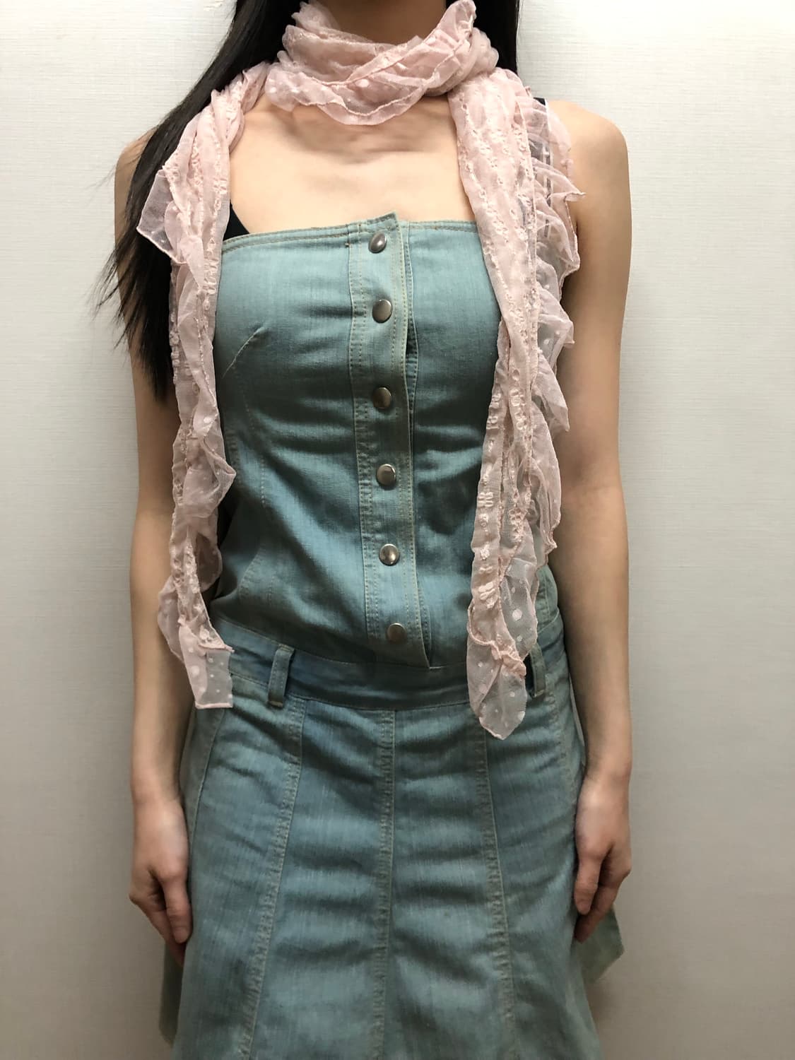 빈티지 핑크 프릴 스카프 상품이미지3