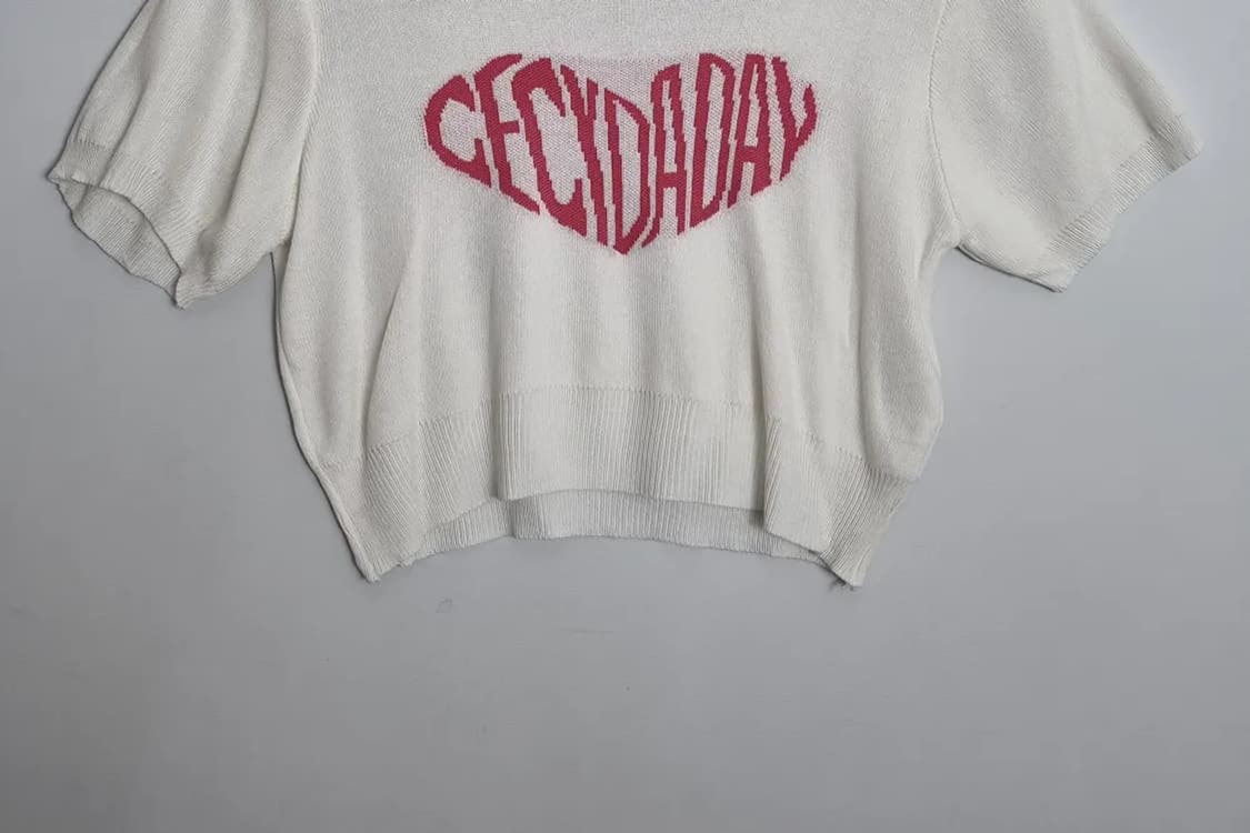 XOXO 화이트 레터링 반팔 크롭 니트   상품이미지4