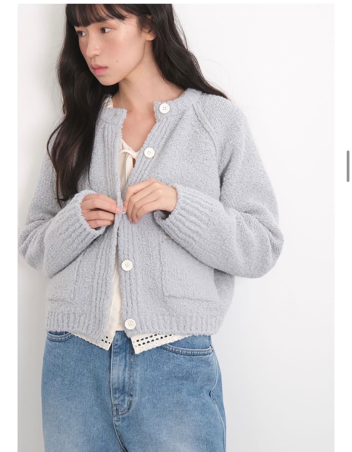모의 가디건 블루 상품이미지4