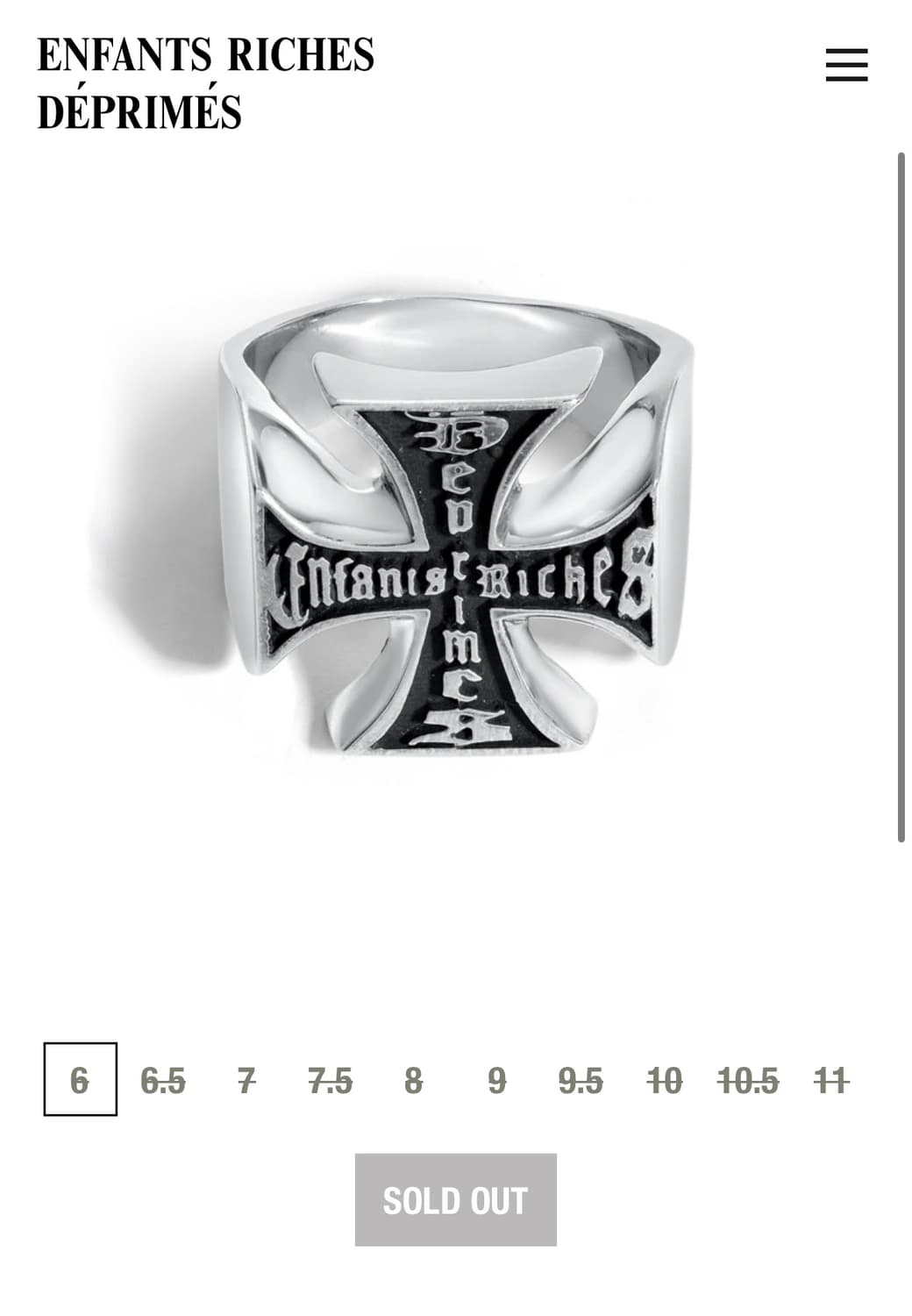 ERD Cross Ring Silver US9 상품이미지1