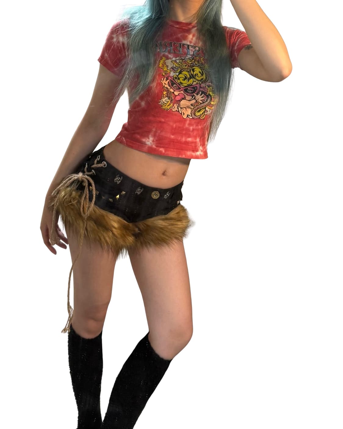 갸루맛 빈티지 퍼 숏츠 상품이미지3