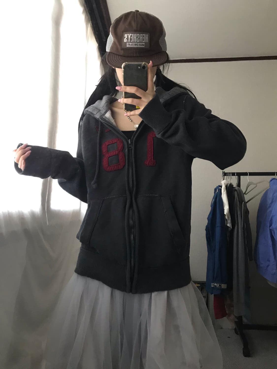 아베크롬비 그레이 버건디 후드집업 상품이미지8