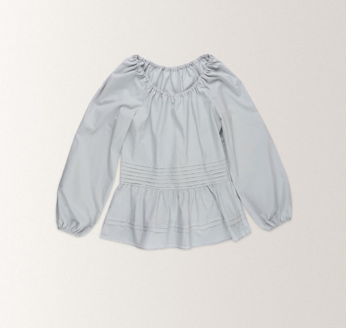 [새상품] 아우로 코튼 핀턱 블라우스 (pale blue) 상품이미지1