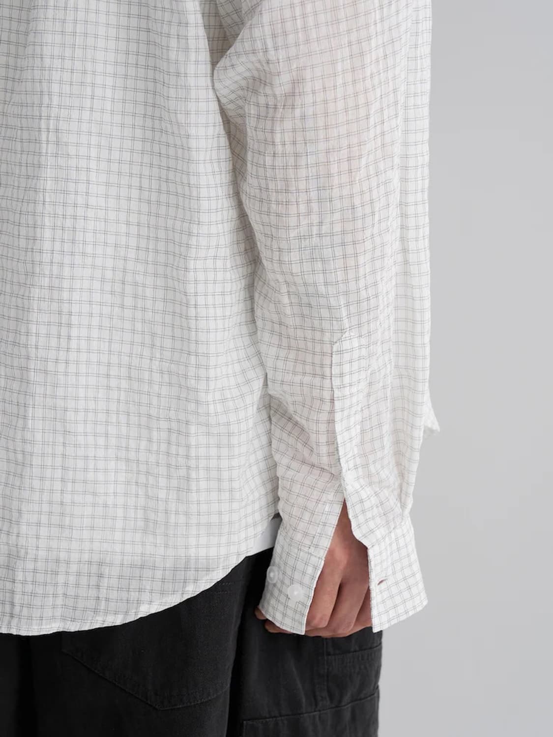 에잇세컨즈 라이트 코튼 체크 셔츠 화이트, L 상품이미지2