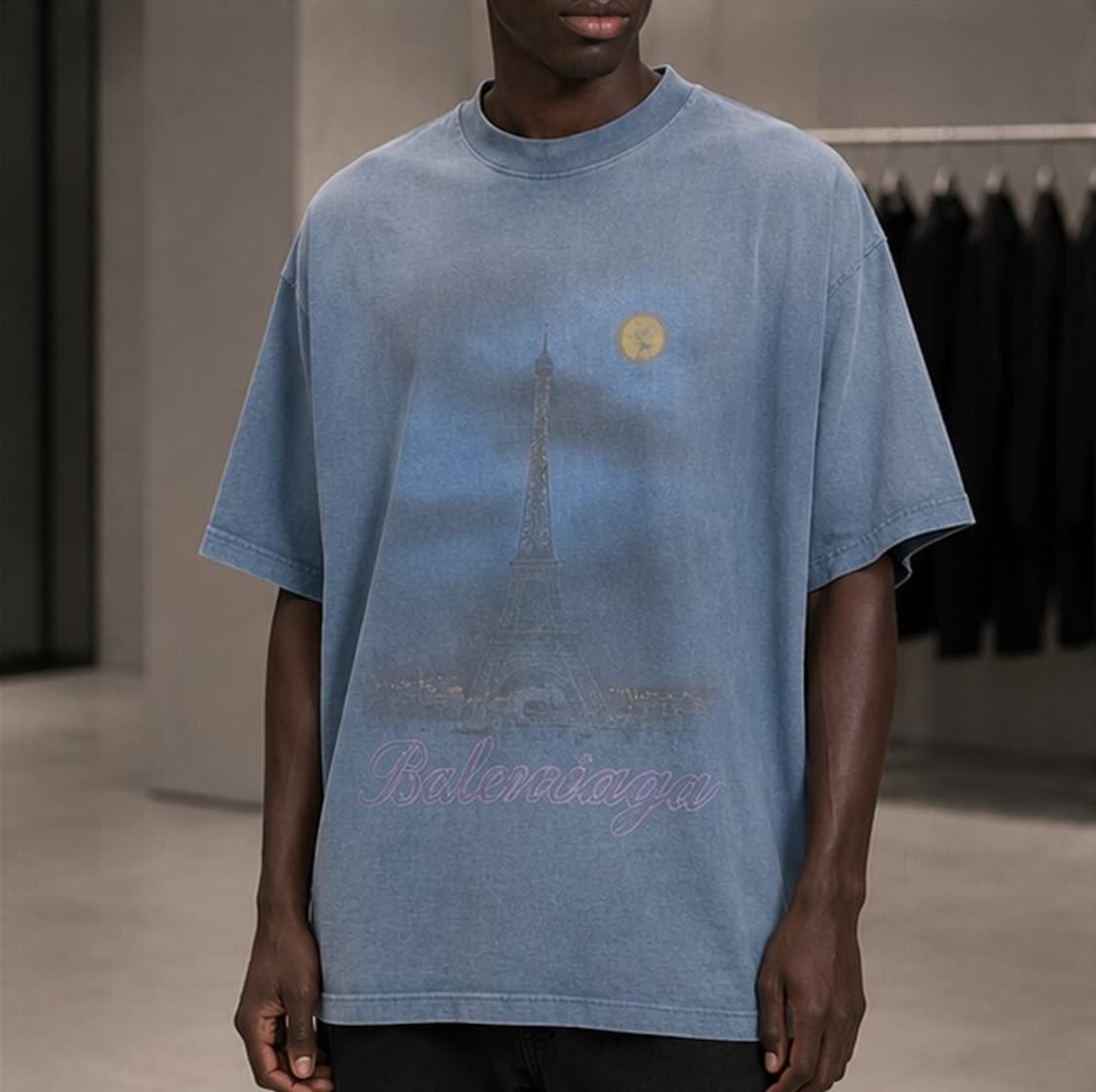 BALENCIAGA 25SS 발렌시아가 파리 문 오버사이즈 티셔츠 블루 상품이미지5