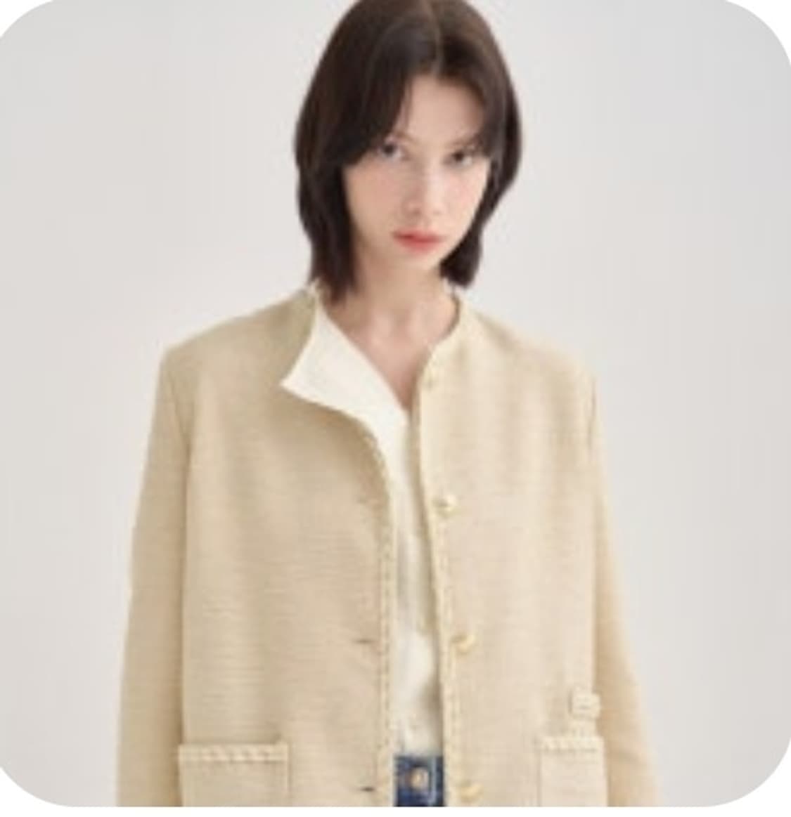 한섬 SJSJ 2025 브레이드 라인 칼라리스 자켓 76-90-155 상품이미지1