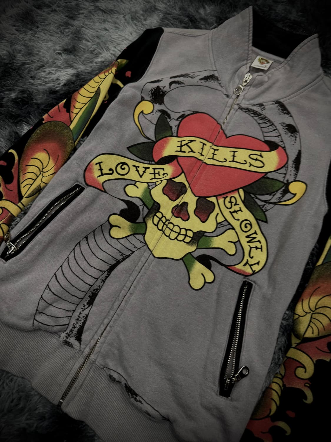 Ed Hardy 올드스쿨 그래픽 스웻 집업 상품이미지3