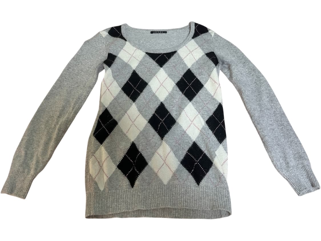 핑크 글리터 아가일 니트 탑 달천 y2k 상품이미지3