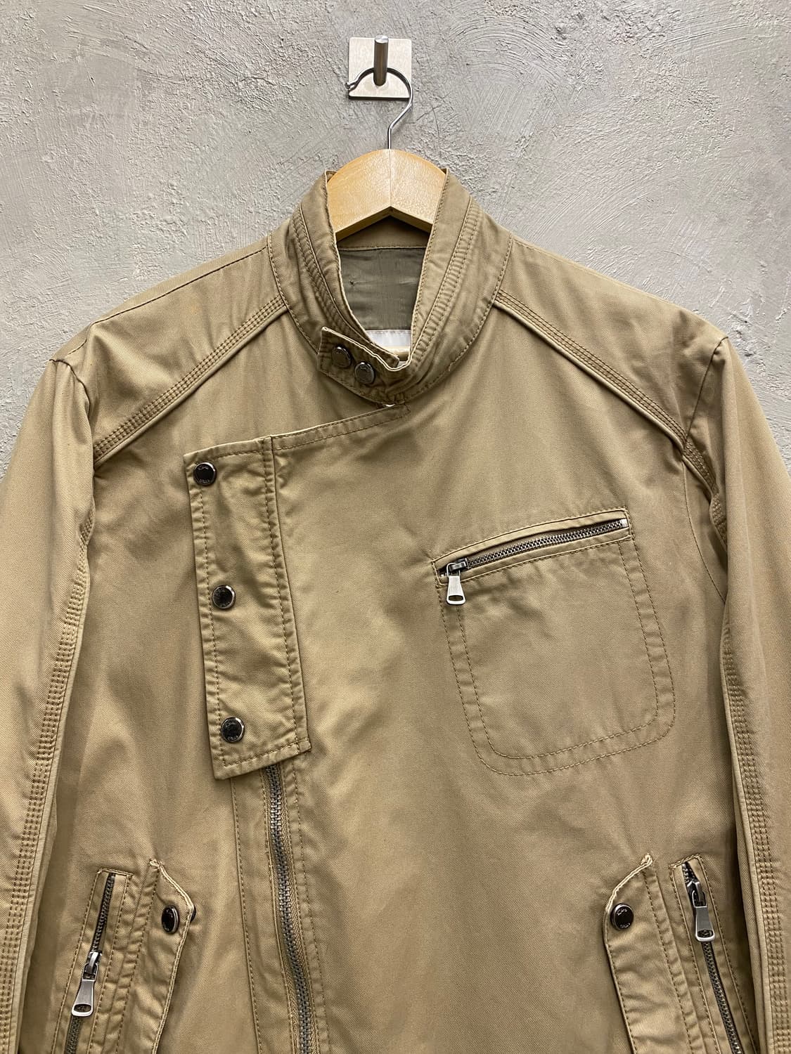 [L] Zara 자라 베이지 코튼 모터사이클 라이더 자켓 상품이미지2