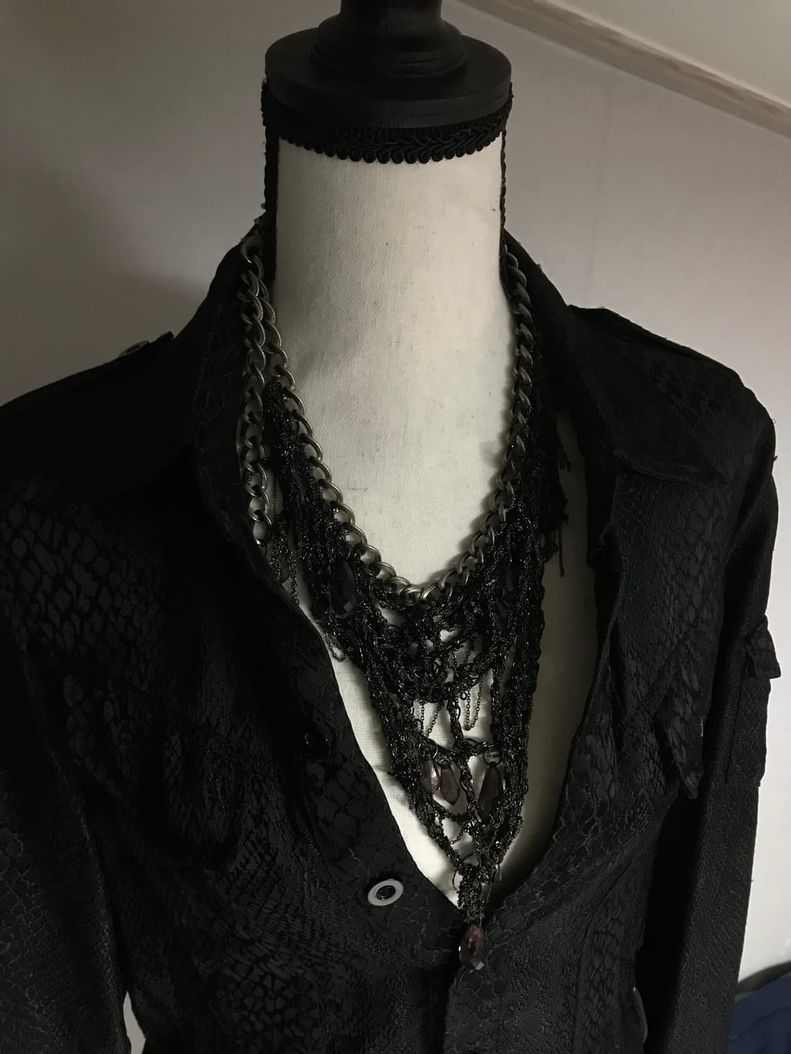 Vintage Multi-Layer Black Chain Necklace 상품이미지3