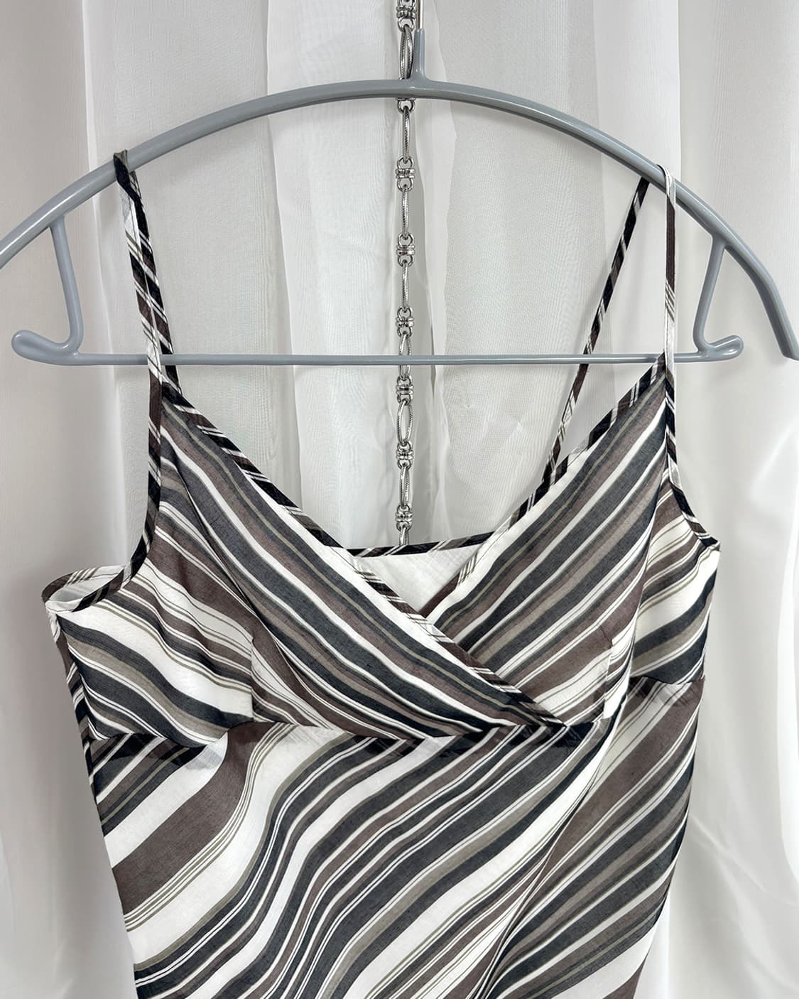 ICB wood mix diagonal stripe bustier 상품이미지4