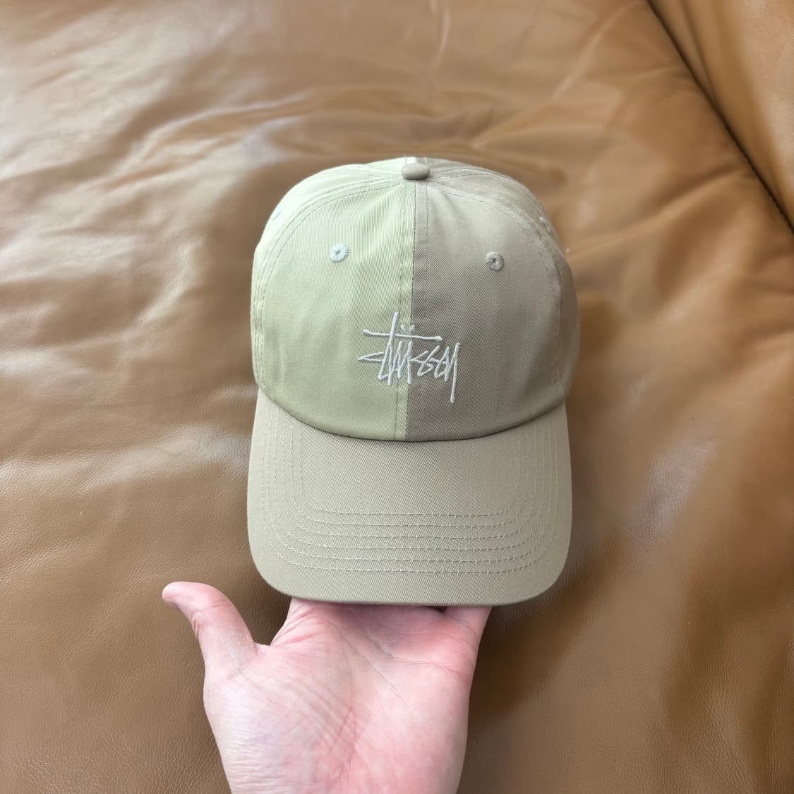 스투시 6패널 볼캡 모자 투톤 베이지 탄 상품이미지2