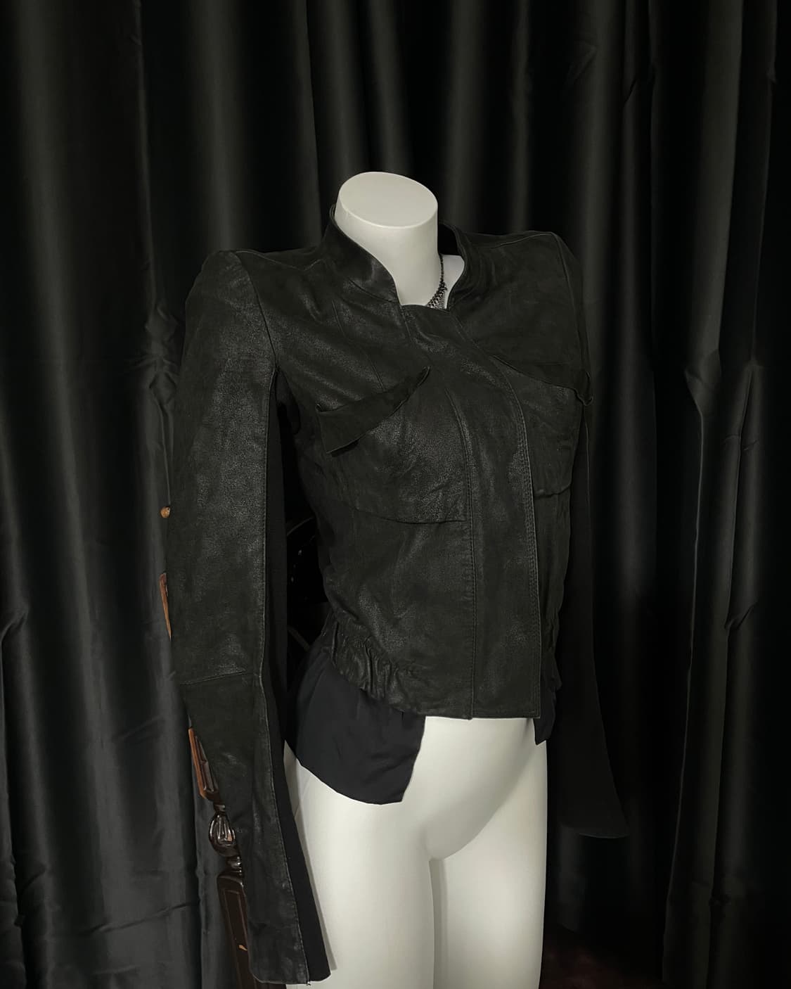 Time Goat Skin Layered Leather Jacket 상품이미지1
