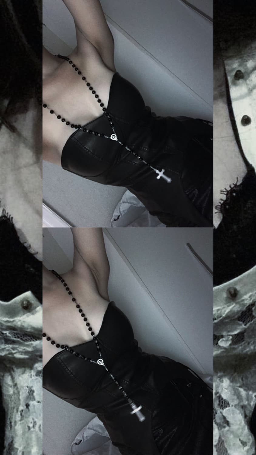 Vintage 핀터레스트 나나 블랙 십자가 로자리오 묵주 목걸이 상품이미지3