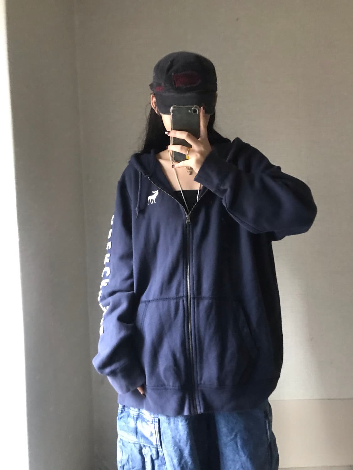 아베크롬비 네이비 사이드 로고 후드집업 상품이미지4