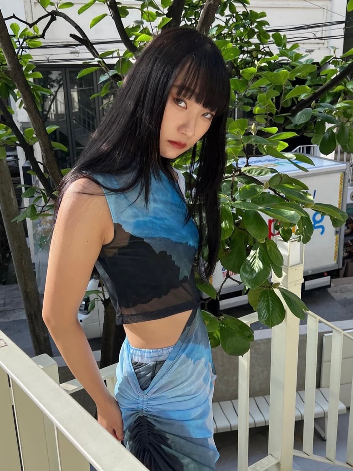 앤더슨벨 landscape string mesh long top 상품이미지3