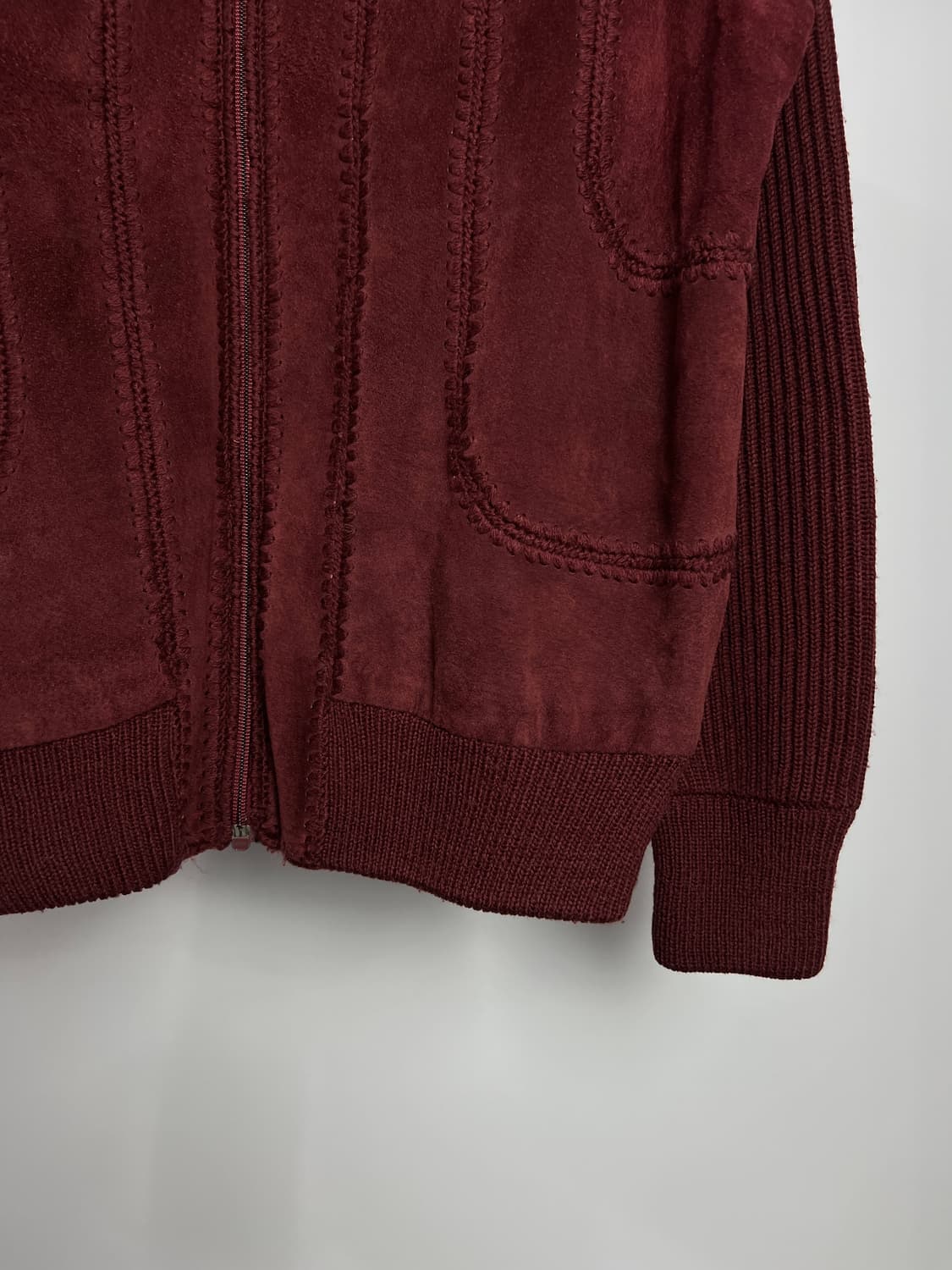 빈티지 돈피 레더 + 니트 집업 상품이미지3