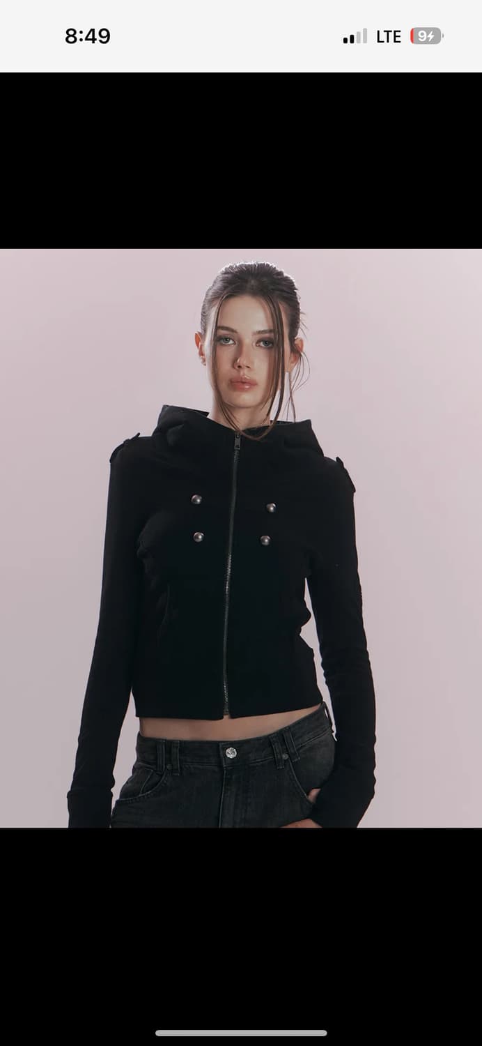 새상품) 플리즈노팔로우 나스 밀리터리 후드집업 블랙 상품이미지1