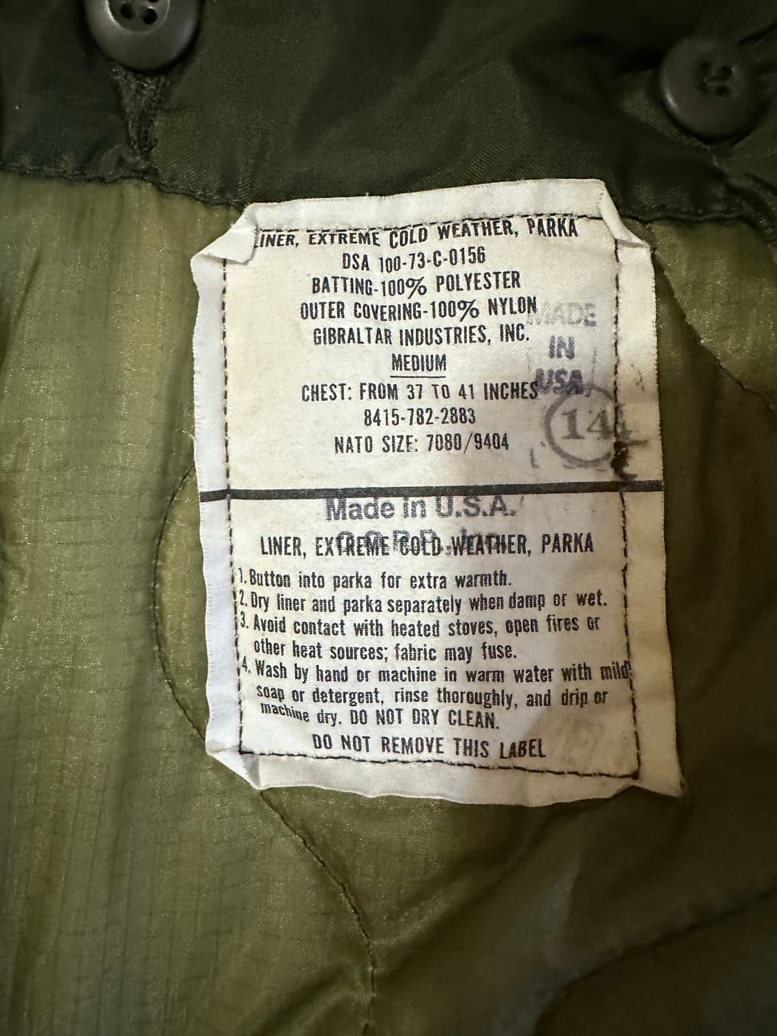 m65 피쉬테일 개파카 오리지널 데드스탁 m 상품이미지3