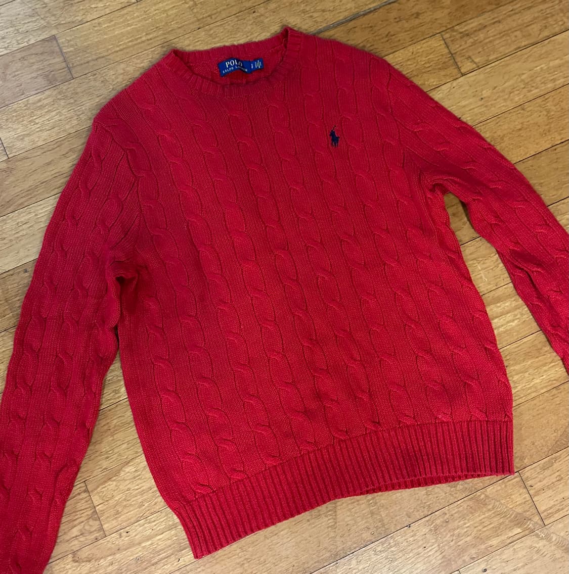 폴로 랄프로렌 꽈배기 니트 레드 S사이즈 상품이미지1