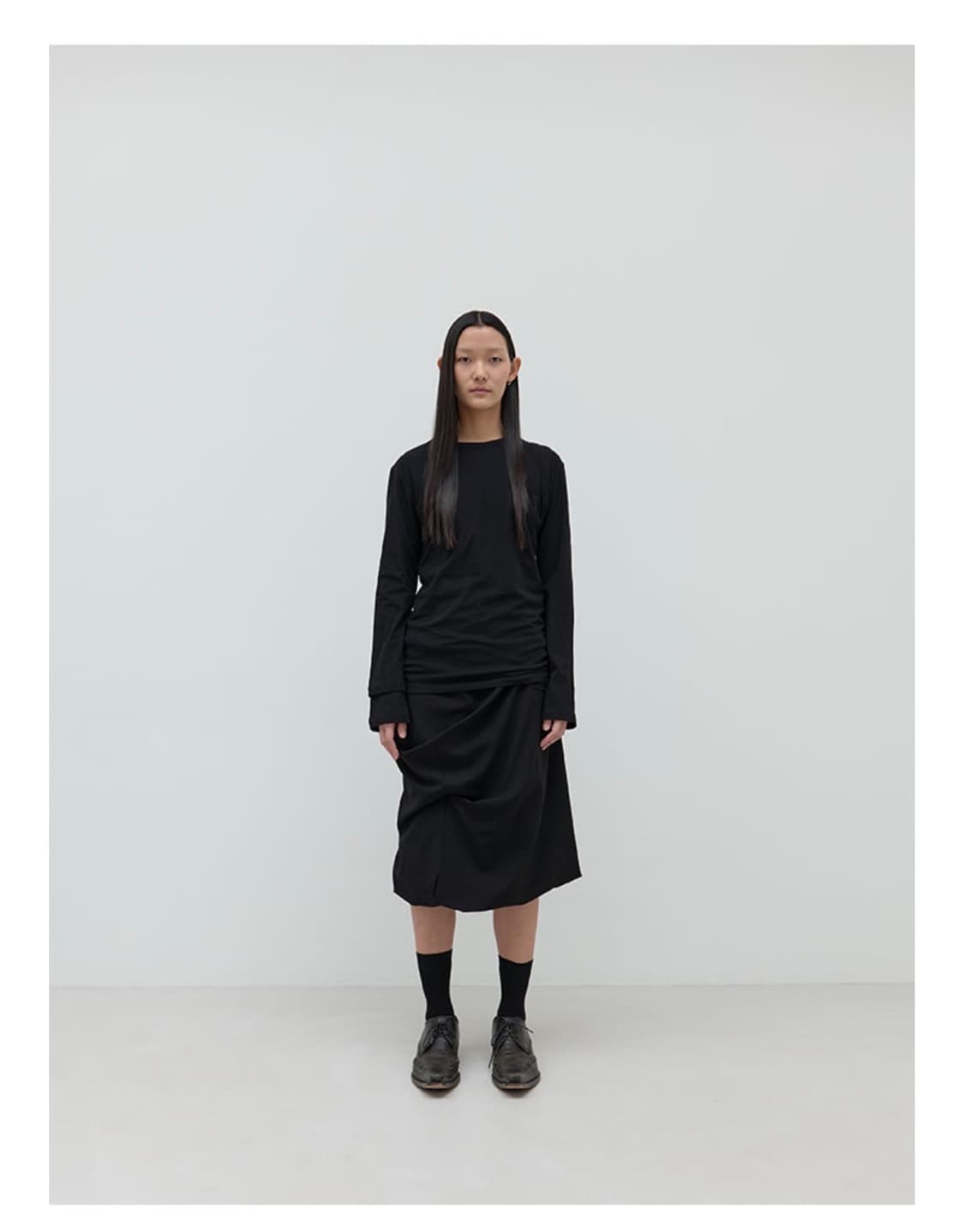 리포스 Midi Drape Skirts 미디 드레이프 스커트 블랙 상품이미지1