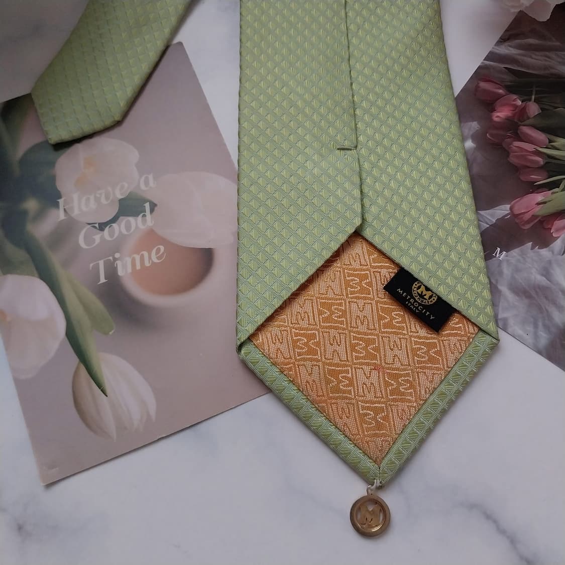 메트로시티 실크 그린 텍스처드 넥타이 9.2cm A+등급 K1582
 상품이미지7