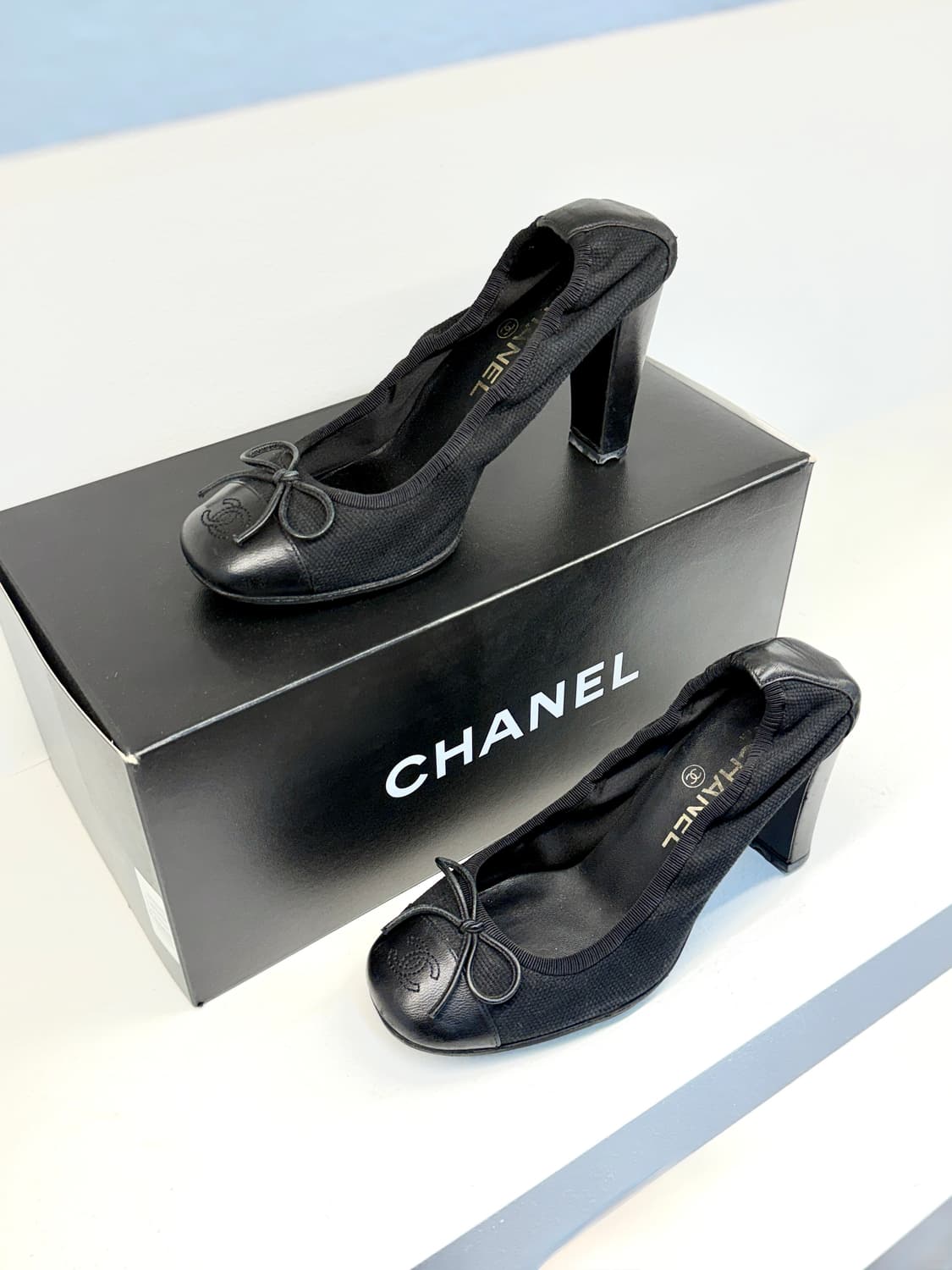 샤넬 발레리나 캔버스 펌프스힐 235 상품이미지1