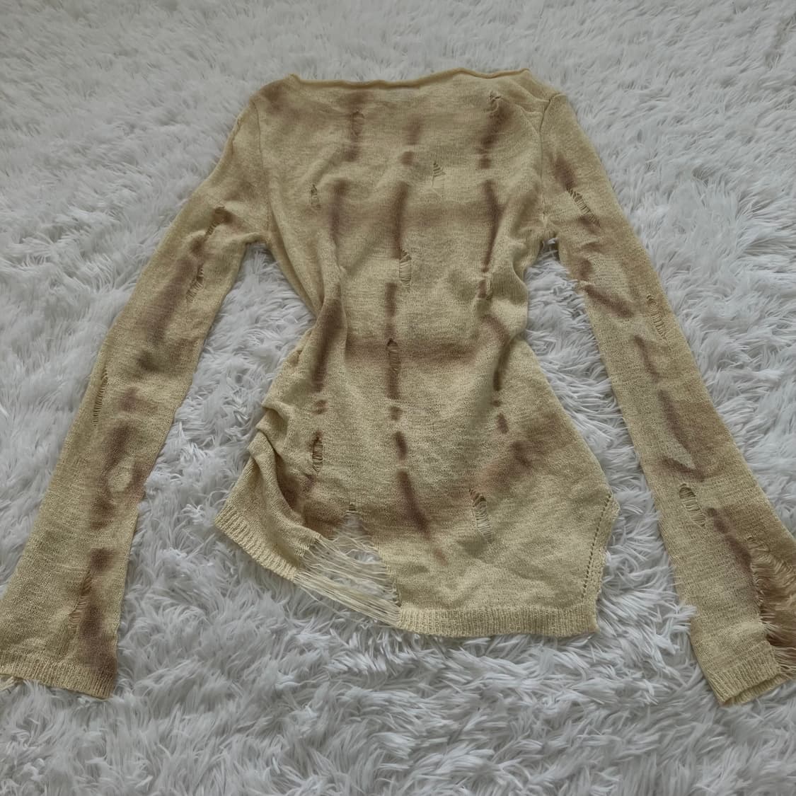 빈티지 아이보리 베이지 그런지 니트 964 y2k 스트릿 갸루 펑키 일본 상품이미지2