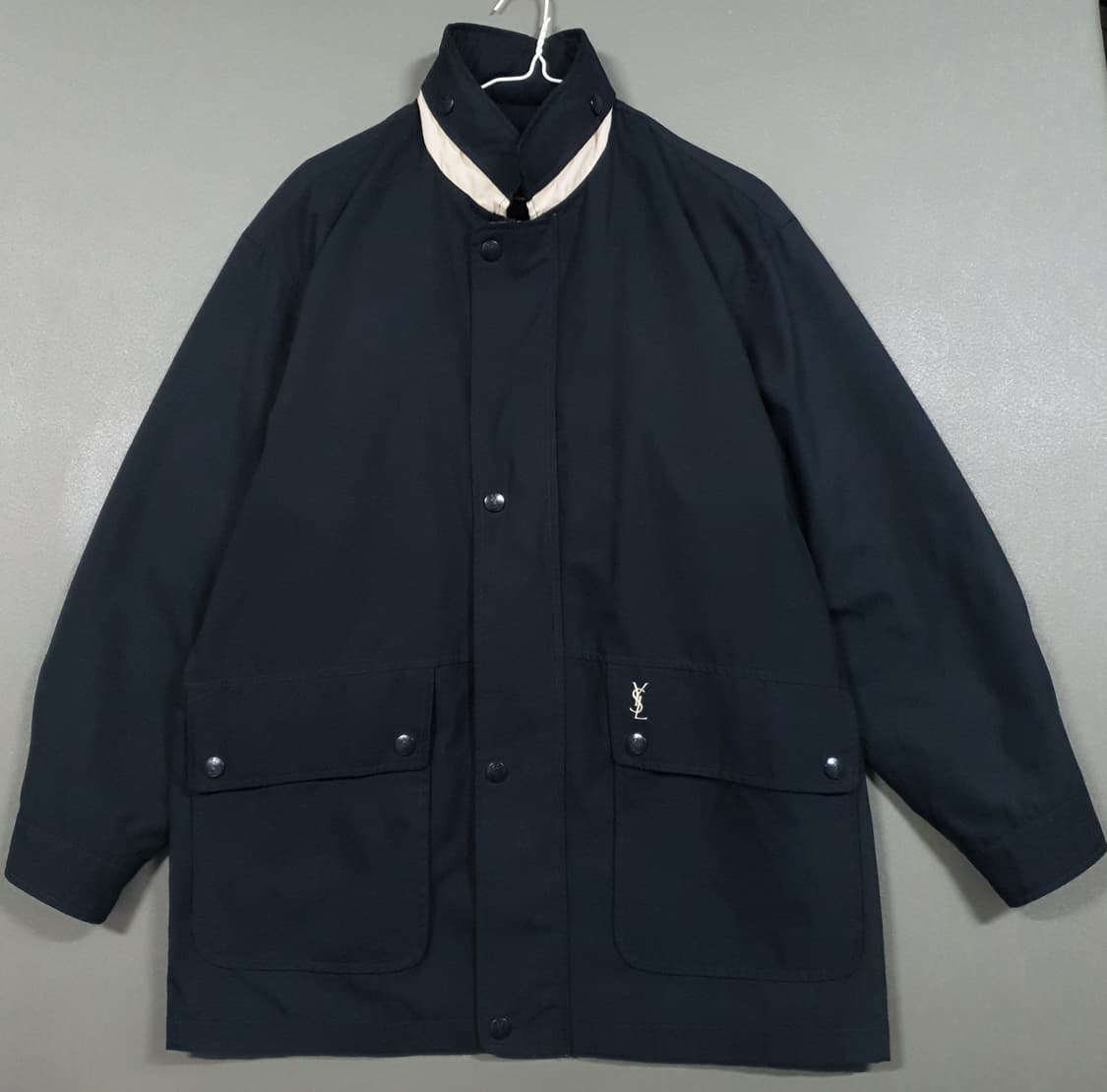 실측 XL) YSL 입생로랑 빅포켓 버튼 폴리쉘 블루종 자켓 블랙 상품이미지1