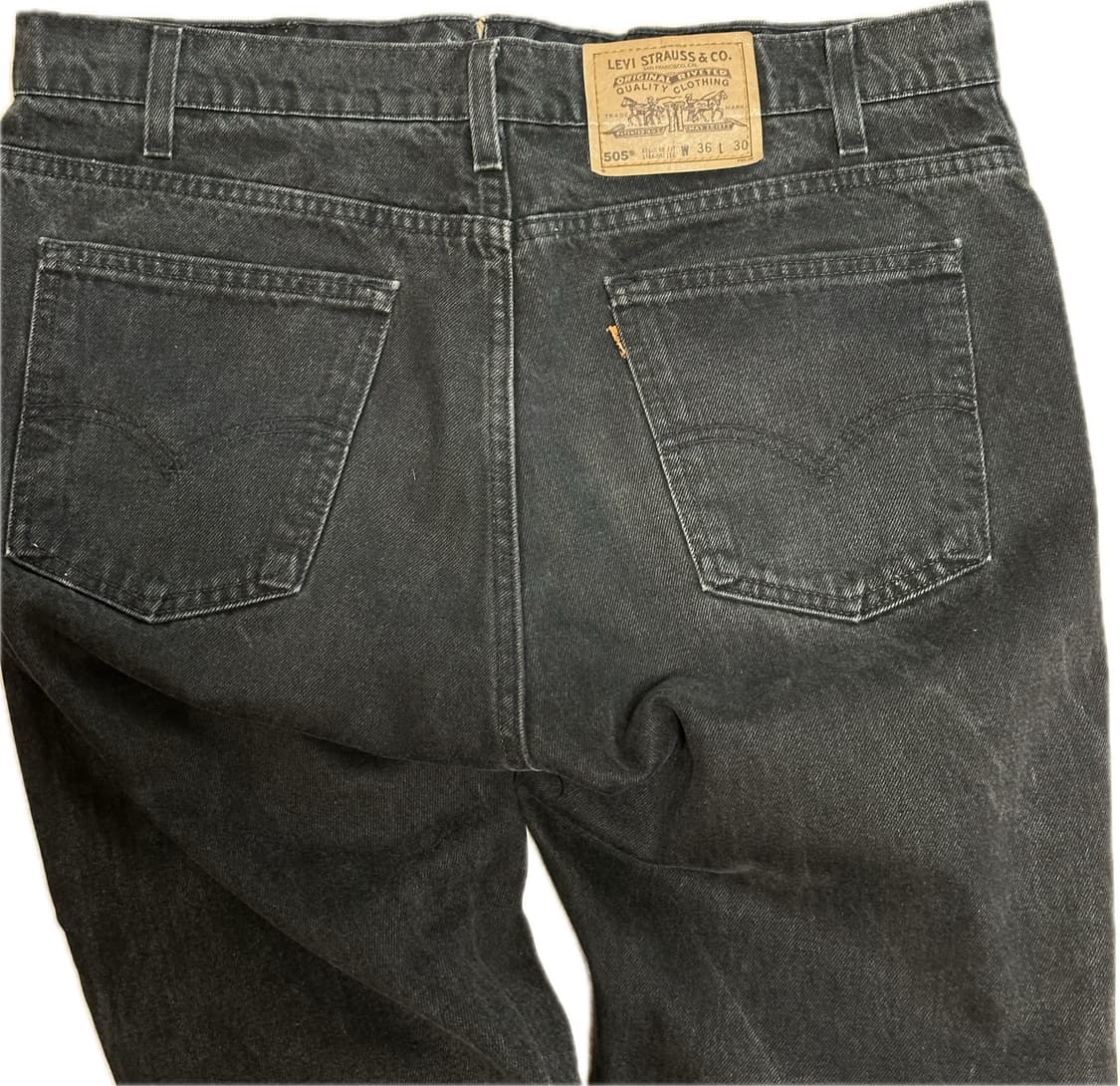 90s 리바이스 505 흑청 블랙진 오렌지탭 커팅진 상품이미지2