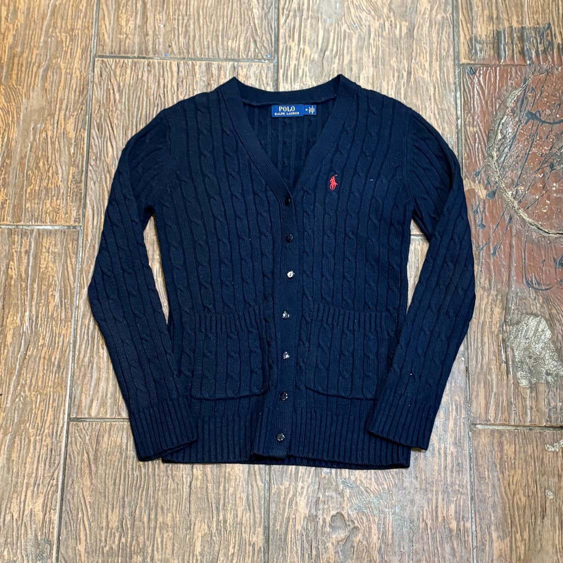 [HI] Polo 폴로 케이블 가디건 네이비 상품이미지1