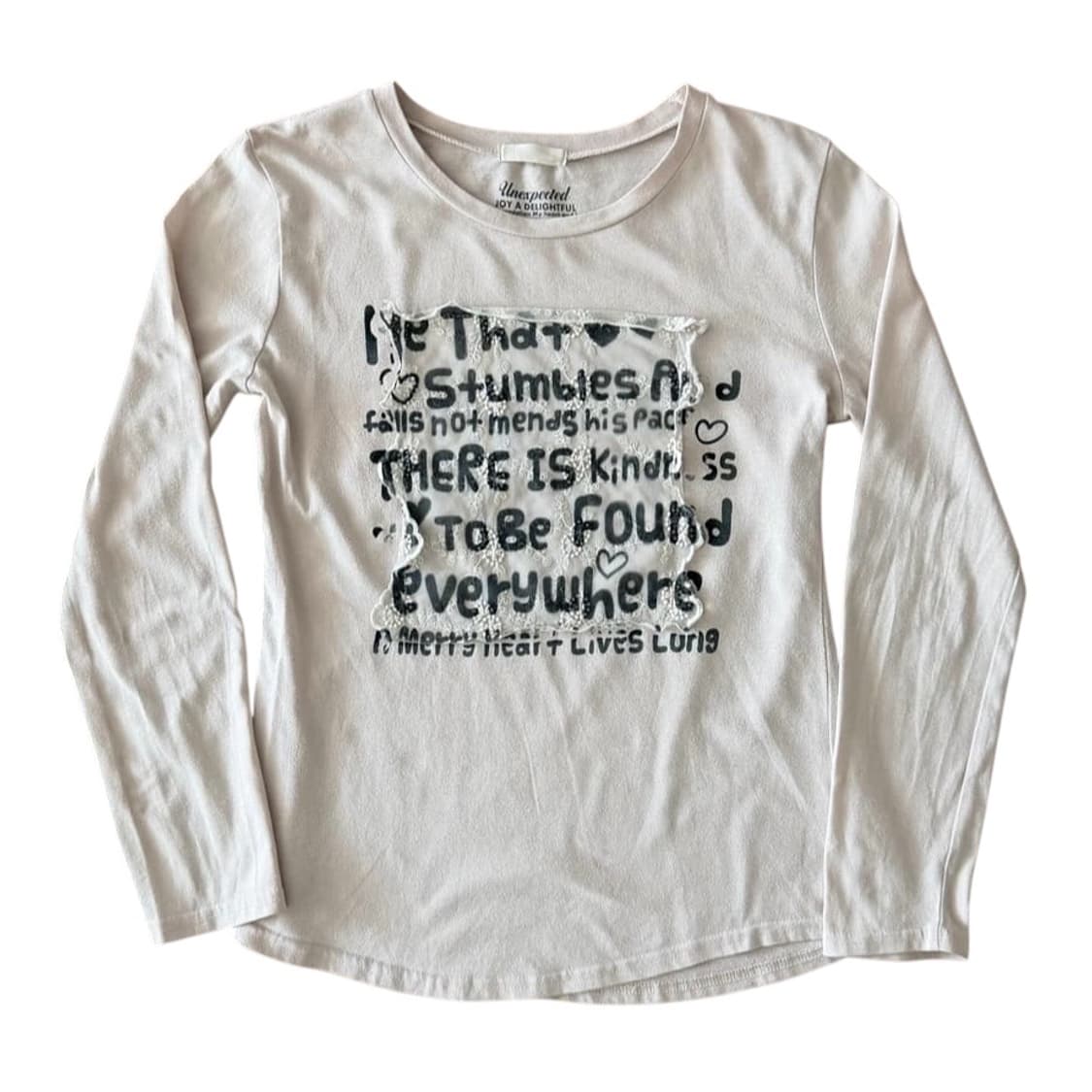 Lettering lace detail long sleeve 상품이미지1