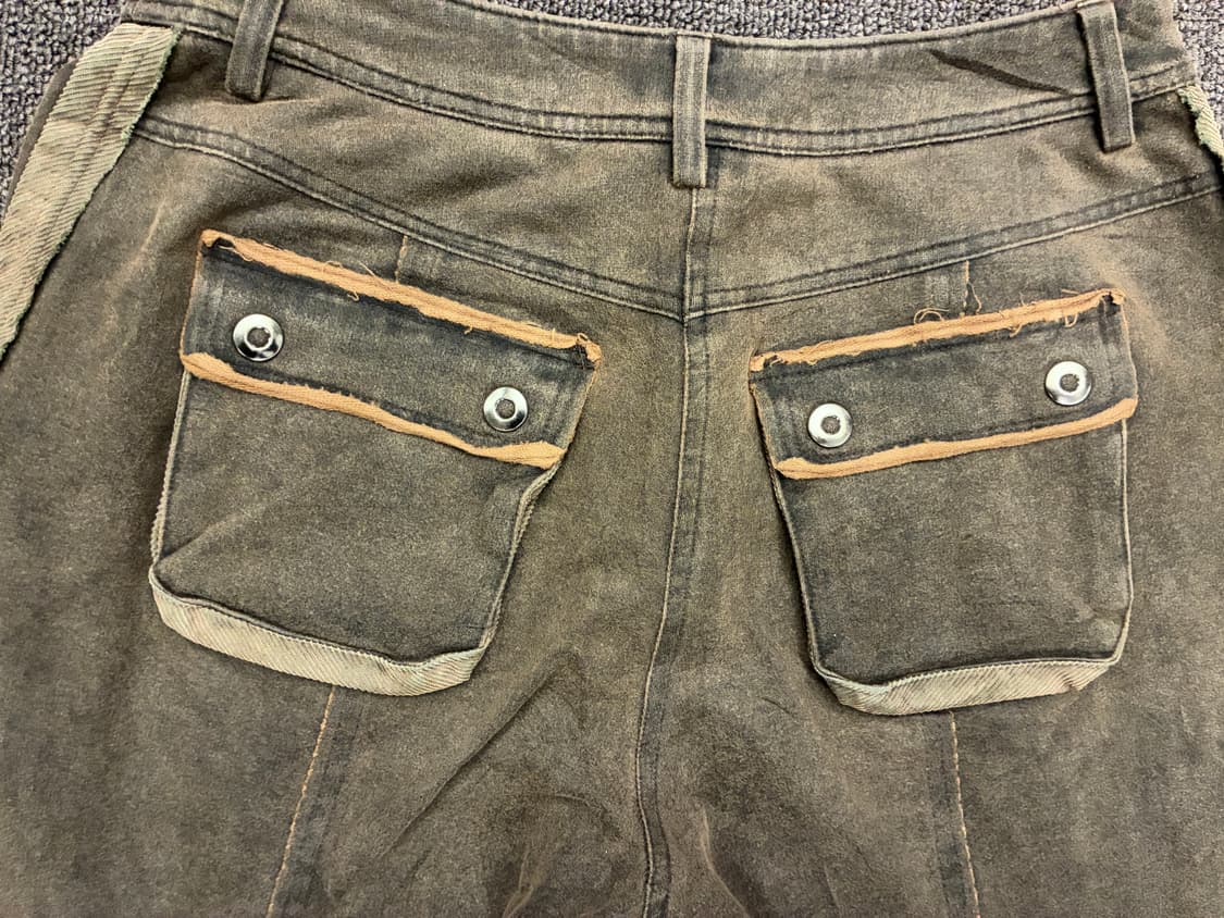 38)Elsa 빈티지 여성 라인 포인트 갈색 데님팬츠 상품이미지6