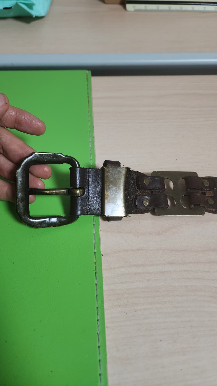 빈티지 스타일 브라운 황동 버클 징 통가죽 벨트 상품이미지5